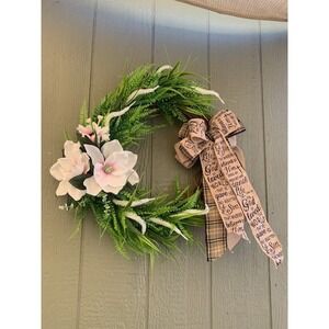 Floral Wreath Magnolia Bow Religious Sentiment Farmhouse Decoration